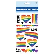 Rainbow Pride Temporary Tattoos Pk 12