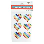 Rainbow Heart Diamante Stickers Pk 6