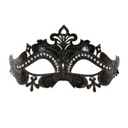 Black Venice Masquerade Eye Mask with Rhinestones | Glitter Venetian Costume Mask