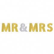 Gold & Silver Glittered Mr & Mrs Letter Banner (3.65m) Pk 1