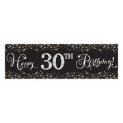 Elegant Happy Birthday Customisable Giant Plastic Banner (165.1cm x 50.8cm) Pk 1