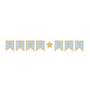 Baby Boy Blue Pennant Banner with Gold Glitter & Pegs (3.65m) Pk 1