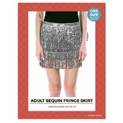 Adult Silver Sequin Fringe Festival Wrap Skirt One Size
