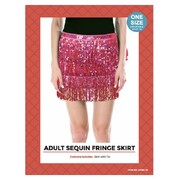 Adult Pink Sequin Fringe Festival Wrap Skirt One Size