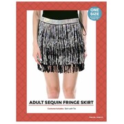 Adult Black & Silver Sequin Fringe Festival Wrap Skirt One Size