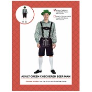 Adult Oktoberfest Green Check Beer Man Lederhosen Costume S/M
