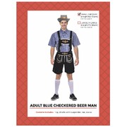 Adult Oktoberfest Blue Check Beer Man Lederhosen Costume S/M
