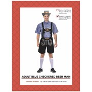 Adult Oktoberfest Blue Check Beer Man Lederhosen Costume L/XL