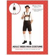 Adult Brown Beer Man Lederhosen Costume Small/Medium | Oktoberfest Bavarian Fancy Dress
