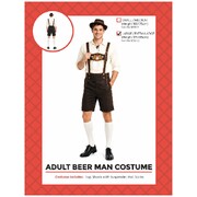 Adult Brown Beer Man Lederhosen Costume Large/X Large | Oktoberfest Bavarian Fancy Dress
