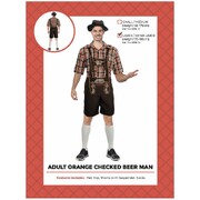 Adult Oktoberfest Brown Check Beer Man Lederhosen Costume L/XL