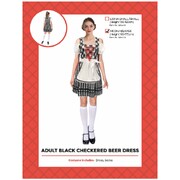 Adult Black & White Check Beer Girl Oktoberfest Costume M/L │German Dress Stockings