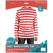 Adult Red & White Stripe Long Sleeve Costume Top Large