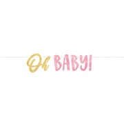 Pink & Gold Letter Oh Baby Banner Pk 1