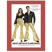 Adult Metallic Gold Flare Pants L/XL │ Unisex Disco 70s Costume