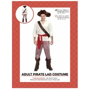 Adult Pirate Lad Costume | Mens Pirate Outfit Striped Pants Sash Fancy Dress Small/Medium