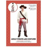 Adult Pirate Lad Costume | Mens Pirate Outfit Striped Pants Sash Fancy Dress Large/X Large
