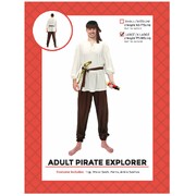 Adult Pirate Explorer Costume Large XL | Mens Pirate Outfit Fancy Dress
