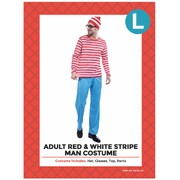 Adult Red & White Striped Man Costume Large