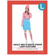 Adult Red & White Top Blue Skirt Costume Large 14-16