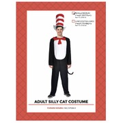 Black & White Adult Silly Cat Jumpsuit Costume with Hat S/M