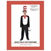 Black & White Adult Silly Cat Jumpsuit Costume with Hat L/XL