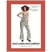 Adult Disco Woman Jumpsuit Costume L/XL │ Multicolour Metallic 70s Fancy Dress