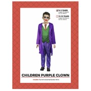 Child Purple Joking Clown Costume 6-9 Yrs