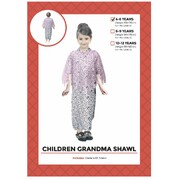 Child Old Lady Grandma Dress & Shawl Costume 4-6 Yrs