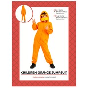 Kids Orange Jumpsuit with Attached Hood | Ages 6-9 | Costume