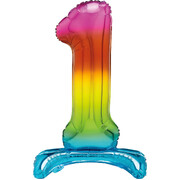 Rainbow Number 1 Standing Foil Balloon 76cm (Air Fill Only)