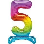 Rainbow Number 5 Standing Foil Balloon 76cm (Air Fill Only)
