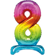 Rainbow Number 8 Standing Foil Balloon 76cm (Air Fill Only)