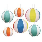 Beach Ball Paper Lantern Decorations Mixed Size & Colour Pk 6