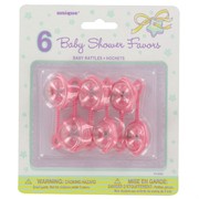 Baby Shower Favours - Pink Rattles Pk6 