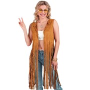 Adult Women's Hippie Hippy Fringe Vest Small / Medium | 70s Faux Suede Costume Vest