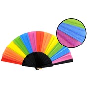 Rainbow Glitter Collapsible Hand Fan 23cm