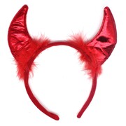 Devil Horn Headband Red Metallic Horns Adult Costume Accessory
