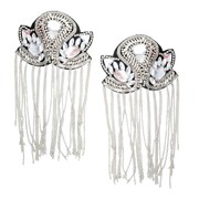 Silver Shoulder Tassels Epaulettes Costume Accessory 1 Pair