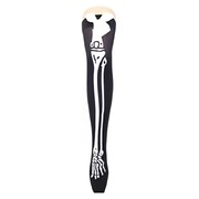 Black Over Knee Skeleton Stockings with Bow | Thigh High Halloween Costume Socks