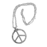 Peace Sign 1960s Silver Metal Necklace 