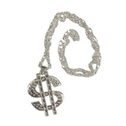 Dollar Sign Bling Silver Metal Necklace