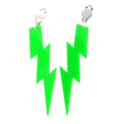 80's Neon Green Lightning Bolt Clip On Earrings