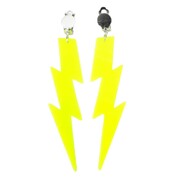 80's Neon Yellow Lightning Bolt Clip On Earrings