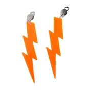 80's Neon Orange Lightning Bolt Clip On Earrings