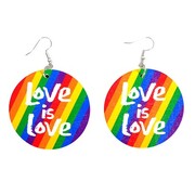 Rainbow Round Love Is Love Earrings 1 Pair