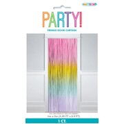 Pastel Rainbow Foil Tinsel Fringe Door Curtain
