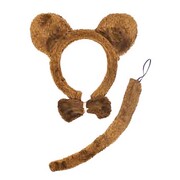 Brown Bear Ears on Headband Costume Set 3 Pieces
