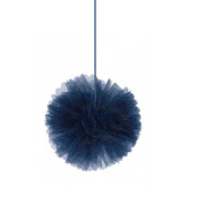 Navy Blue Fluffy Tulle Hanging Pom Pom Decoration (30.4cm) Pk 3