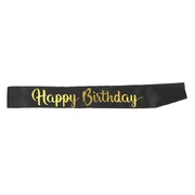 Black & Gold Happy Birthday Party Sash
